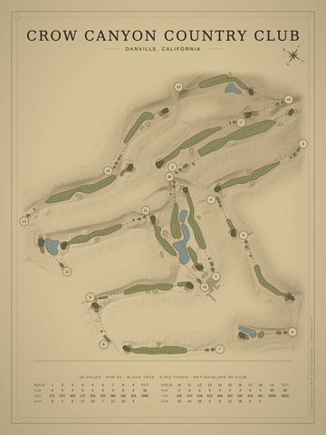 Crow Canyon Country Club Course Map poster