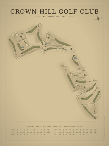 Crown Hill Golf Club Course Map poster