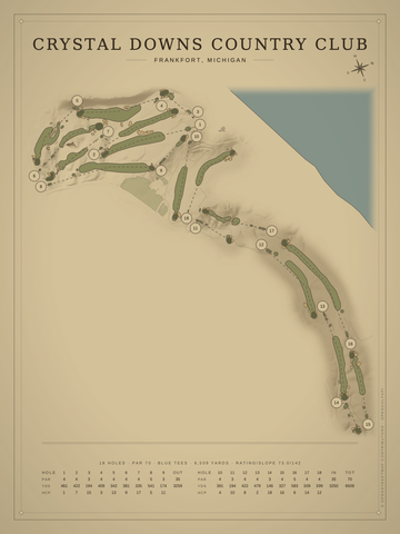 Crystal Downs Country Club Course Map poster