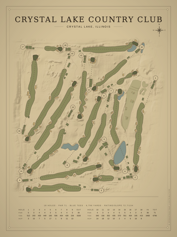 Crystal Lake Country Club Course Map poster