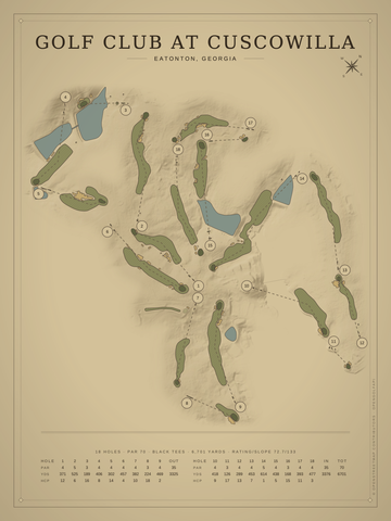 Golf Club At Cuscowilla Course Map poster
