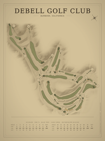 DeBell Golf Club Course Map poster