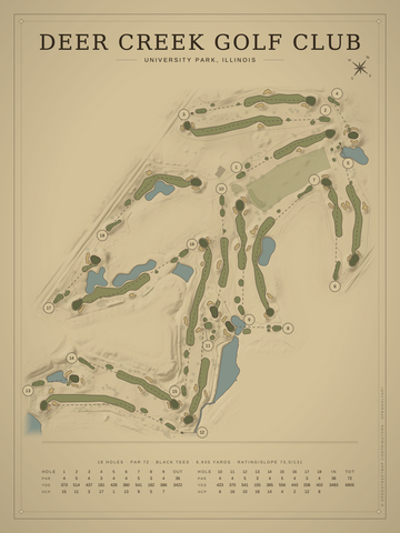 Deer Creek Golf Club (University Park) Course Map poster
