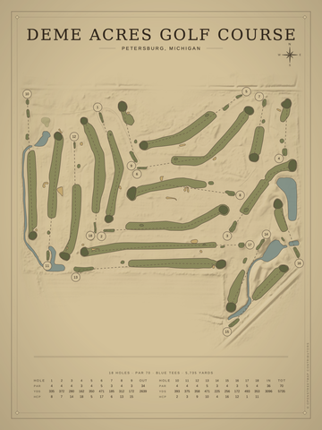 Deme Acres Golf Course Map poster