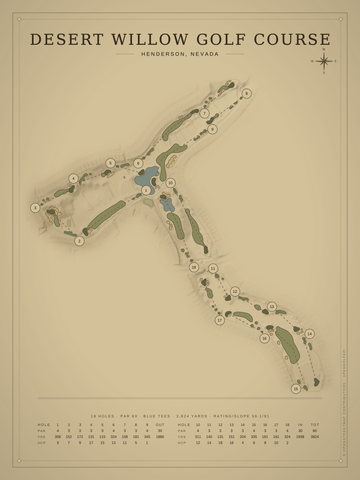 Desert Willow Golf Course Map poster