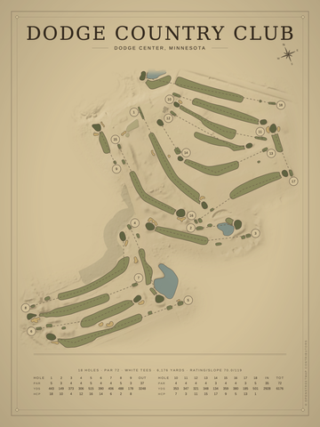 Dodge Country Club Course Map poster