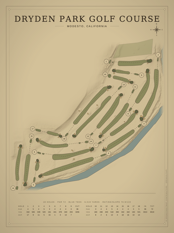 Dryden Park Golf Course Map poster