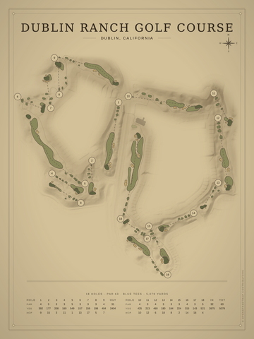 Dublin Ranch Golf Course Map poster
