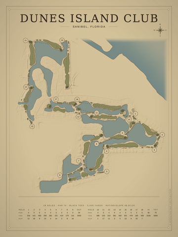 Dunes Island Club Course Map poster