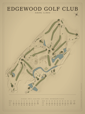 Edgewood Golf Club Course Map poster