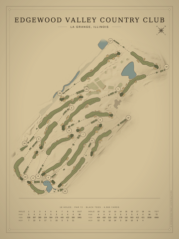 Edgewood Valley Country Club Course Map poster
