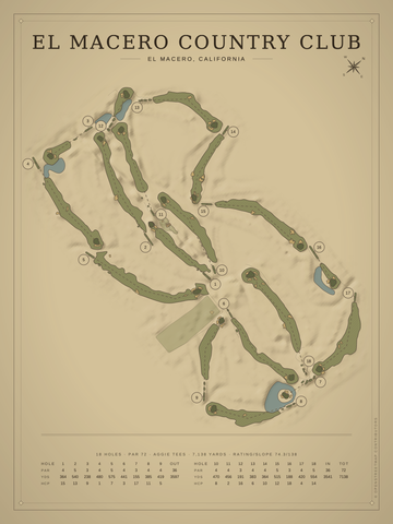 El Macero Country Club Course Map poster