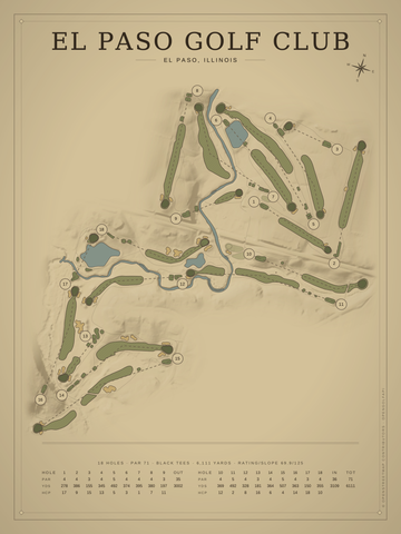 El Paso Golf Club Course Map poster