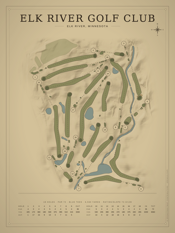 Elk River Golf Club Course Map poster