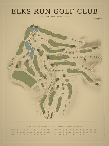Elks Run Golf Club Course Map poster