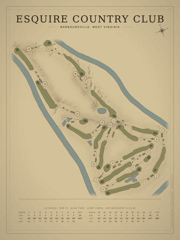 Esquire Country Club Course Map poster