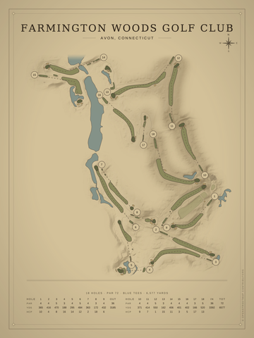 Farmington Woods Golf Club Course Map poster