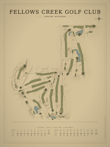 Fellows Creek Golf Club Course Map poster