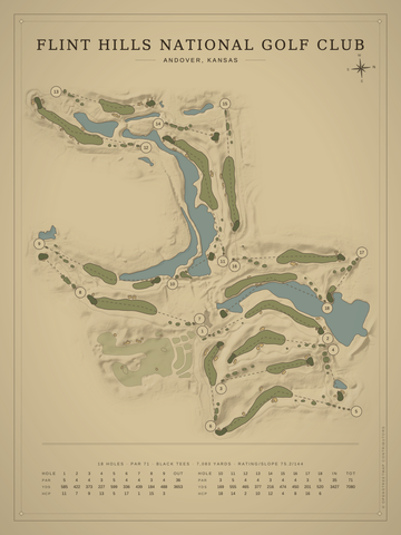 Flint Hills National Golf Club Course Map poster