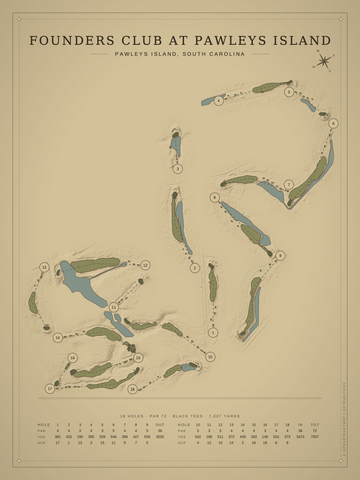 Founders Club at Pawleys Island Course Map poster