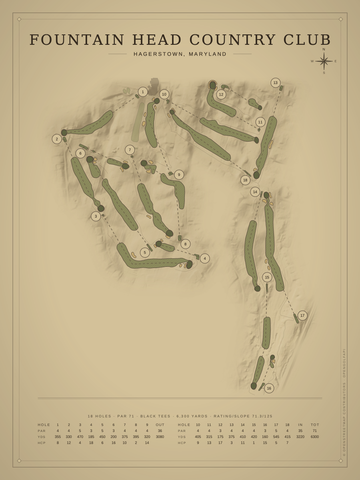 Fountain Head Country Club Course Map poster