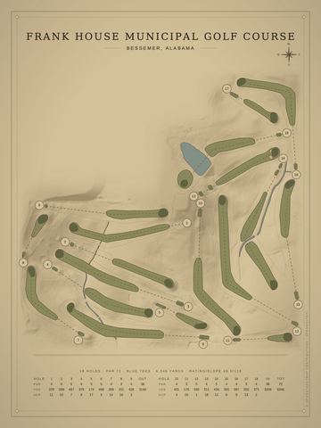Frank House Municipal Golf Course Map poster