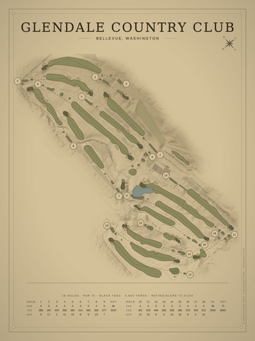 Glendale Country Club Course Map poster