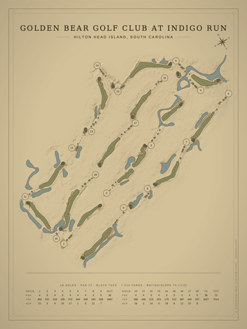 Golden Bear Golf Club at Indigo Run Course Map poster