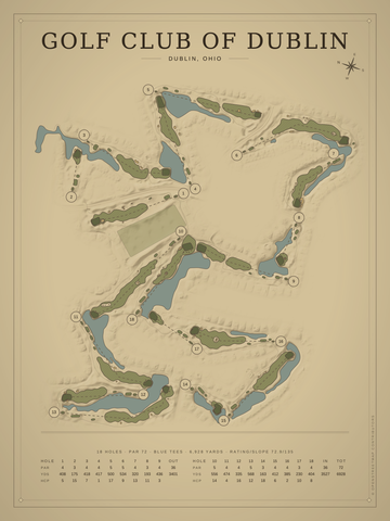 Golf Club of Dublin Course Map poster