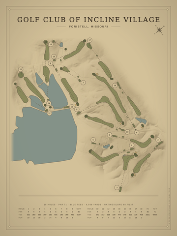Golf Club of Incline Village Course Map poster