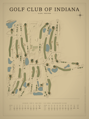 Golf Club of Indiana Course Map poster