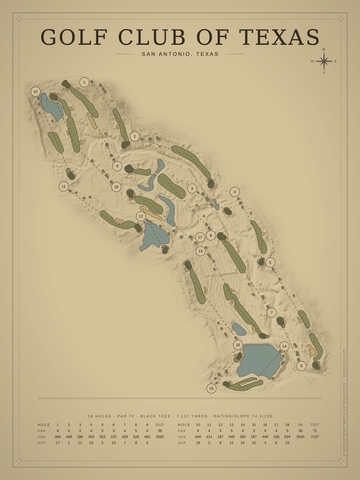 Golf Club of Texas Course Map poster