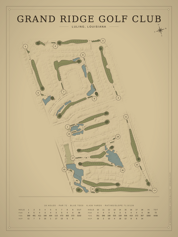 Grand Ridge Golf Club Course Map poster