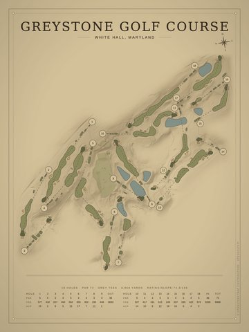 Greystone Golf Course Map poster