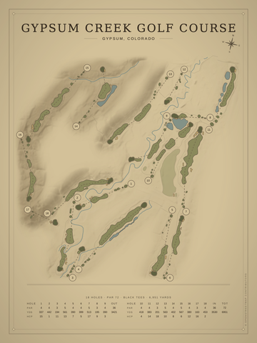Gypsum Creek Golf Course Map poster