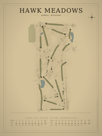 Hawk Meadows Course Map poster