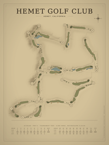 Hemet Golf Club Course Map poster