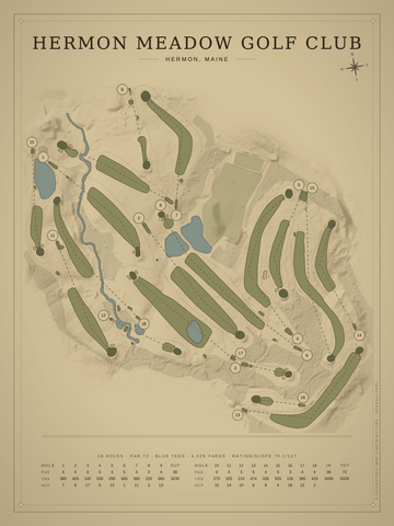Hermon Meadow Golf Club Course Map poster