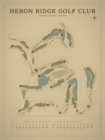 Heron Ridge Golf Club Course Map poster