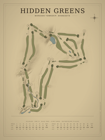 Hidden Greens Course Map poster
