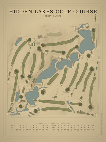 Hidden Lakes Golf Course (Derby) Course Map poster