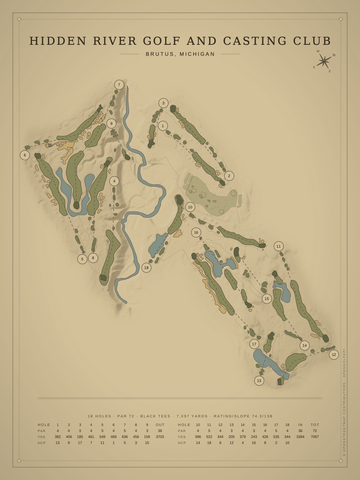 Hidden River Golf and Casting Club Course Map poster