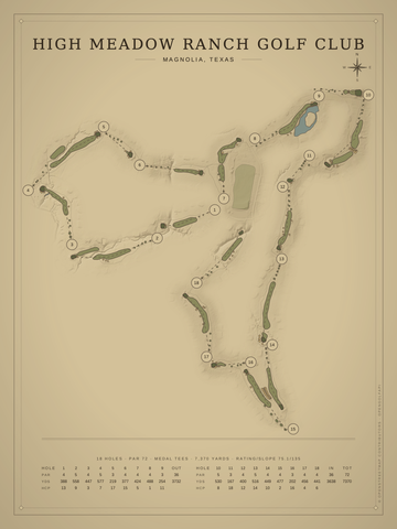 High Meadow Ranch Golf Club Course Map poster