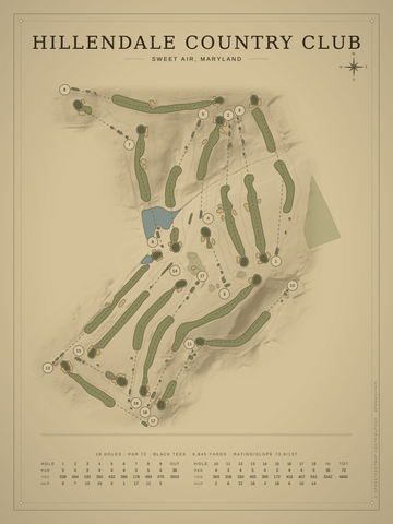 Hillendale Country Club Course Map poster