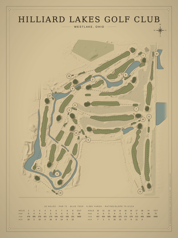 Hilliard Lakes Golf Club Course Map poster