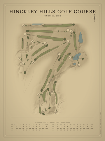 Hinckley Hills Golf Course Map poster