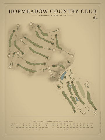 Hopmeadow Country Club Course Map poster