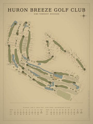 Huron Breeze Golf Club Course Map poster