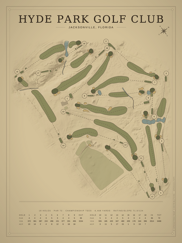Hyde Park Golf Club Course Map poster