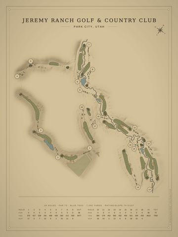 Jeremy Ranch Golf & Country Club Course Map poster
